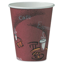 Load image into Gallery viewer, Paper Hot Drink Cups in Bistro Design, 8 oz, Maroon, 500/Carton
