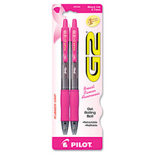 Load image into Gallery viewer, G2 Premium Breast Cancer Awareness Gel Pen, Retractable, Fine 0.7 mm, Black Ink, Smoke/Pink Barrel, 2/Pack
