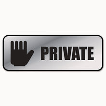 Load image into Gallery viewer, Brushed Metal Office Sign, Private, 9 x 3, Silver
