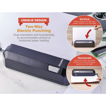 Load image into Gallery viewer, 20-Sheet Electric Three-Hole Punch, 9/32" Holes, Black
