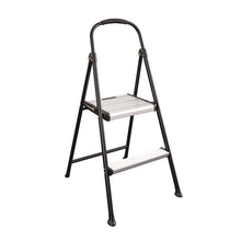 Load image into Gallery viewer, 2-Step Stepstool, 250 lb Capacity, 19" Working Height, 22.5" Spread, Black/Silver
