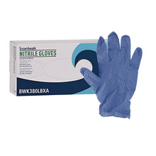 Load image into Gallery viewer, 380 Series Disposable General-Purpose Nitrile Gloves, Powder-Free, Large, 4 mil Thick, 9.5" Long, Blue, 100/Box, 10 Boxes/CT
