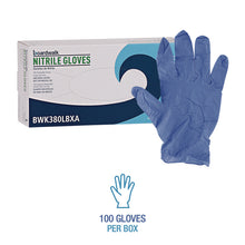 Load image into Gallery viewer, 380 Series Disposable General-Purpose Nitrile Gloves, Powder-Free, Large, 4 mil Thick, 9.5" Long, Blue, 100/Box, 10 Boxes/CT
