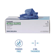 Load image into Gallery viewer, 380 Series Disposable General-Purpose Nitrile Gloves, Powder-Free, Large, 4 mil Thick, 9.5" Long, Blue, 100/Box, 10 Boxes/CT
