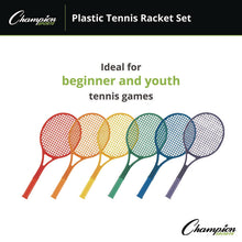 Load image into Gallery viewer, Plastic Tennis Racket Set, Six 21" Rackets, Assorted Colors
