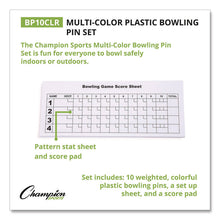 Load image into Gallery viewer, Plastic Bowling Pin Set, Assorted Colors, 10/Set
