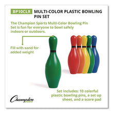 Load image into Gallery viewer, Plastic Bowling Pin Set, Assorted Colors, 10/Set

