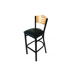 Load image into Gallery viewer, Eagle Series Barstool, Supports Up to 300 lb, 28.5" Seat Height, Black Seat, Natural Back, Black Base
