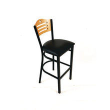 Load image into Gallery viewer, Eagle Series Barstool, Supports Up to 300 lb, 28.5" Seat Height, Black Seat, Natural Back, Black Base
