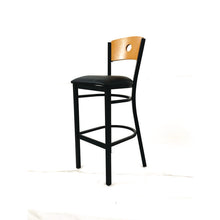 Load image into Gallery viewer, Circle Series Barstool, Supports Up to 300 lb, 28.5" Seat Height, Black Seat, Natural Back, Black Base
