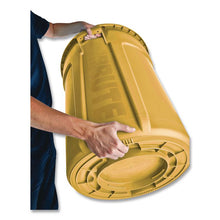Load image into Gallery viewer, Vented Round Brute Container, 10 gal, Plastic, Yellow
