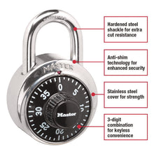 Load image into Gallery viewer, Combination Lock, Stainless Steel, 1.87" Wide, Silver/Black, 2/Pack
