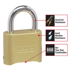 Load image into Gallery viewer, Resettable Combination Padlock, 2" Wide, Brass

