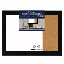 Load image into Gallery viewer, Home Decor Combo Magnetic Dry Erase/Bulletin Board, 23" x 17", Tan/White Surface, Black Wood Frame
