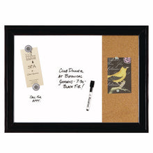 Load image into Gallery viewer, Home Decor Combo Magnetic Dry Erase/Bulletin Board, 23" x 17", Tan/White Surface, Black Wood Frame
