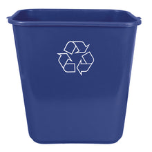 Load image into Gallery viewer, Soft-Sided Recycle Logo Plastic Wastebasket, 28 qt, Polyethylene, Blue
