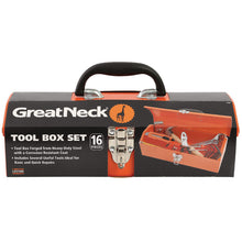 Load image into Gallery viewer, 16-Piece Light-Duty Office Tool Kit, Metal Box, Red
