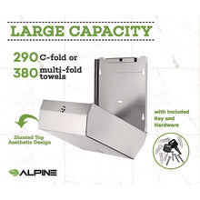 Load image into Gallery viewer, Horizontal C-Fold/Multi-Fold Paper Towel Dispenser, 10.2 x 4 x 11.2, Brushed Nickel
