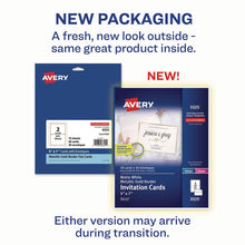 Load image into Gallery viewer, Invitation Cards with Metallic Border, Inkjet/Laser, 80 lb, 5 x 7, Matte White, 2 Cards/Sheet, 15 Sheets/Pack

