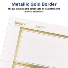 Load image into Gallery viewer, Invitation Cards with Metallic Border, Inkjet/Laser, 80 lb, 5 x 7, Matte White, 2 Cards/Sheet, 15 Sheets/Pack
