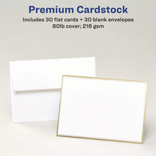 Load image into Gallery viewer, Invitation Cards with Metallic Border, Inkjet/Laser, 80 lb, 5 x 7, Matte White, 2 Cards/Sheet, 15 Sheets/Pack

