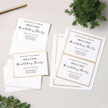 Load image into Gallery viewer, Invitation Cards with Metallic Border, Inkjet/Laser, 80 lb, 5 x 7, Matte White, 2 Cards/Sheet, 15 Sheets/Pack
