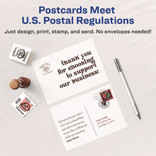 Load image into Gallery viewer, Printable Postcards, Laser, 80 lb, 4.25 x 5.5, Matte White, 200 Cards, 4 Cards/Sheet, 50 Sheets/Box
