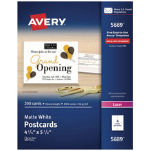 Load image into Gallery viewer, Printable Postcards, Laser, 80 lb, 4.25 x 5.5, Matte White, 200 Cards, 4 Cards/Sheet, 50 Sheets/Box
