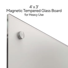 Load image into Gallery viewer, Magnetic Tempered Glass Dry Erase Board, 48" x 36", White Surface
