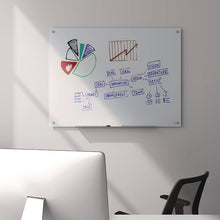 Load image into Gallery viewer, Magnetic Tempered Glass Dry Erase Board, 48" x 36", White Surface
