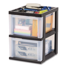 Load image into Gallery viewer, 2-Compartment Desktop Stackable Storage Drawer, 12.17 x 14.33 x 16.77, Black/Translucent White
