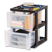 Load image into Gallery viewer, 2-Compartment Desktop Stackable Storage Drawer, 12.17 x 14.33 x 16.77, Black/Translucent White
