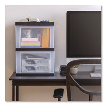 Load image into Gallery viewer, 2-Compartment Desktop Stackable Storage Drawer, 12.17 x 14.33 x 16.77, Black/Translucent White
