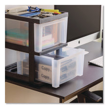 Load image into Gallery viewer, 2-Compartment Desktop Stackable Storage Drawer, 12.17 x 14.33 x 16.77, Black/Translucent White
