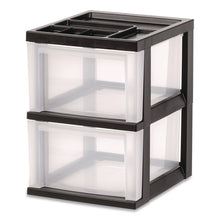 Load image into Gallery viewer, 2-Compartment Desktop Stackable Storage Drawer, 12.17 x 14.33 x 16.77, Black/Translucent White
