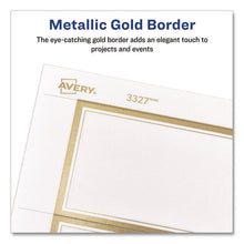 Load image into Gallery viewer, Matte White Metallic Gold Border Tent Cards, 3.5 x 2, 4 Cards/Sheet, 20 Sheets/Pack
