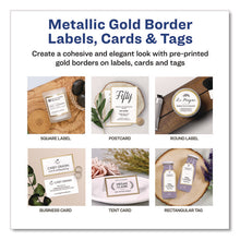 Load image into Gallery viewer, Matte White Metallic Gold Border Tent Cards, 3.5 x 2, 4 Cards/Sheet, 20 Sheets/Pack
