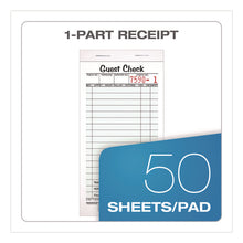 Load image into Gallery viewer, One-Part Guest Check Pad with Perforated Stub, One-Part (No Copies), 3.4 x 6.25, 50 Forms/Pad, 10 Pads/Pack
