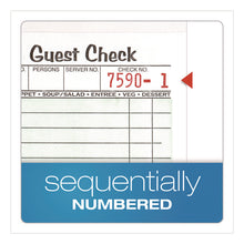 Load image into Gallery viewer, One-Part Guest Check Pad with Perforated Stub, One-Part (No Copies), 3.4 x 6.25, 50 Forms/Pad, 10 Pads/Pack
