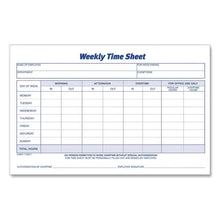 Load image into Gallery viewer, Weekly Time Sheets, Two-Part Carbonless, 8.5 x 5.5, 100 Forms Total
