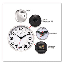 Load image into Gallery viewer, Metro Wall Clock, 9" Diameter, Silver Case, 1 AA (sold separately)
