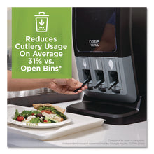 Load image into Gallery viewer, SmartStock Tri-Tower Dispenser, Holds Forks/Knives/Spoons, 13.16 x 16.07 x 31.03, Black/Gray
