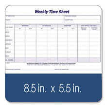Load image into Gallery viewer, Weekly Time Sheets, Two-Part Carbonless, 8.5 x 5.5, 100 Forms Total
