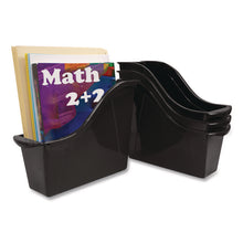 Load image into Gallery viewer, Small Book Bin, 1.5 gal, 4.5" x 11.75" x 8.5", Black, 6/Pack
