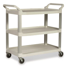 Load image into Gallery viewer, Xtra Utility Cart with Open Sides, Plastic, 3 Shelves, 300 lb Capacity, 40.63" x 20" x 37.81", Off-White
