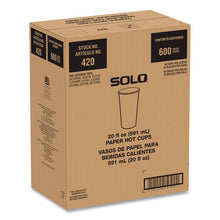Load image into Gallery viewer, Recycled Content PCF Paper Hot Cups, ProPlanet Seal, 20 oz, White/Blue, 600/Carton
