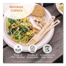 Load image into Gallery viewer, Bamboo Cutlery, Fork/Knife/Napkin/Spoon, Paper, Natural, 250/Carton
