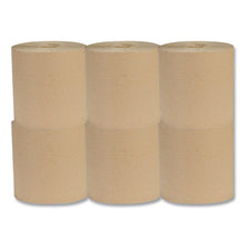 Load image into Gallery viewer, Recycled Hardwound Paper Towels, 1-Ply, 7.88" x 800 ft, 1.8 Core, Kraft, 6 Rolls/Carton
