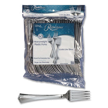 Load image into Gallery viewer, Reflections Heavyweight Plastic Utensils, Fork, Silver, 40/Pack, 8 Packs/Carton
