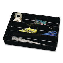 Load image into Gallery viewer, Extra Deep Desk Drawer Director Tray, Seven Compartments, 11.88 x 15 x 2.5, Plastic, Black
